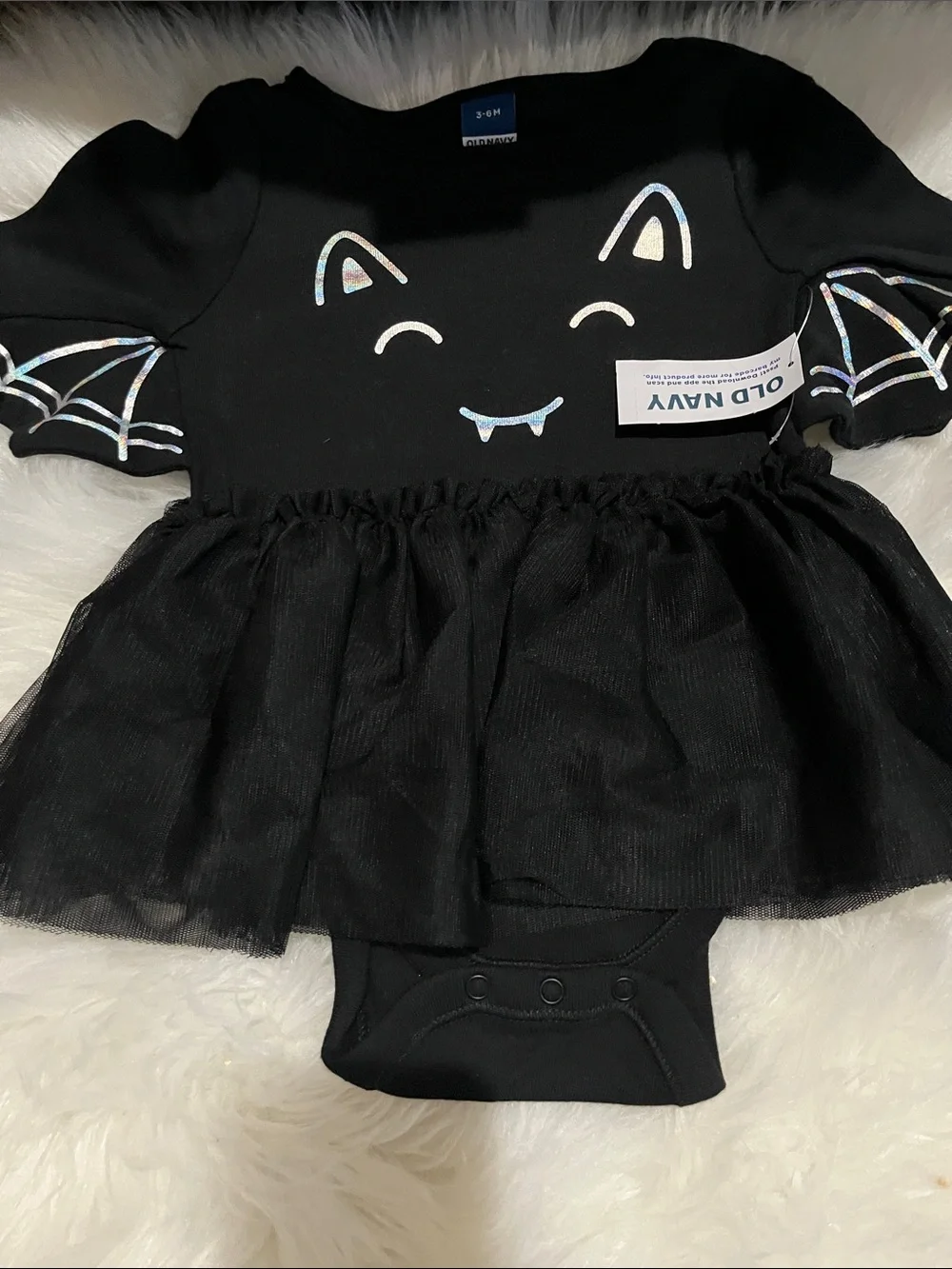 Old Navy Black Holographic Bat Tutu Bodysuit